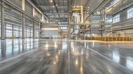 Poster - The spacious interior view of a modern industrial factory building