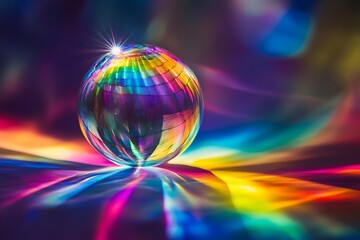 Poster - Crystal ball reflecting vibrant rainbow light.