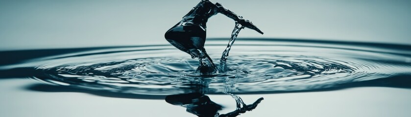 Poster - Abstract water art with a dynamic splash and reflection created