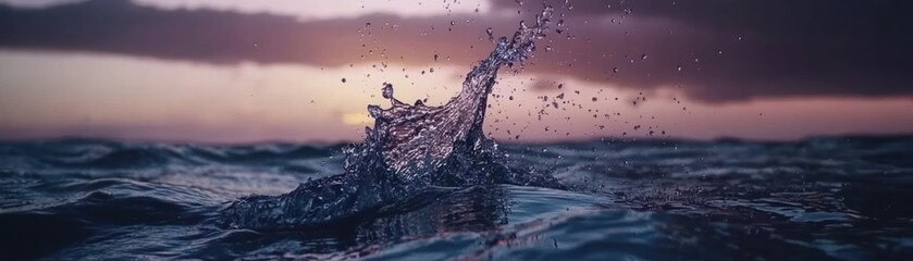 Poster - A dramatic splash of water erupting from the ocean surface