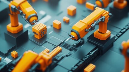 Poster - Automated production line assembling small objects using robotic arms