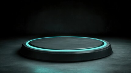 Poster - A circular illuminated platform sits centered in dark surroundings