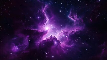 Poster - A vibrant purple and starry nebula is seen in space