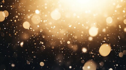 Poster - Glowing golden bokeh particles on a dark abstract background