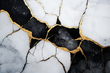 Poster - Cracked marble texture with gold veins.