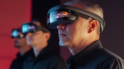 Poster - Several people are wearing virtual reality headsets and looking forward