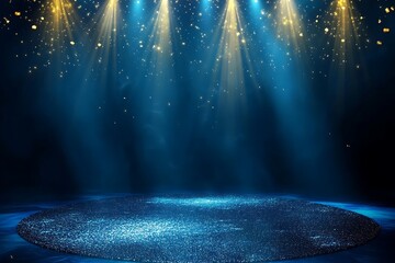 Aufkleber - Glittering stage with three spotlights.