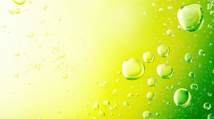 Poster - Clear liquid bubbles floating on a vibrant gradient colored background
