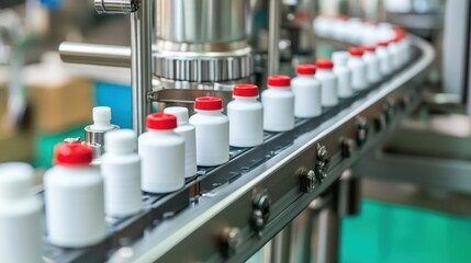 Poster - Automation process shows medication bottles being manufactured and packaged