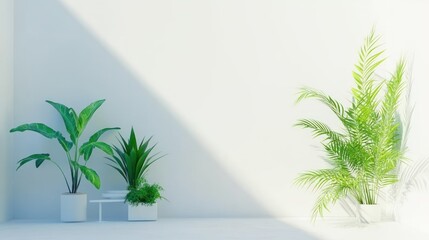 Poster - Various potted green plants and strong sun light in a room