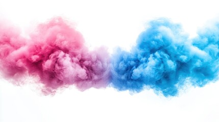Poster - Pink And Blue Colored Smoke Flowing Across The White Background