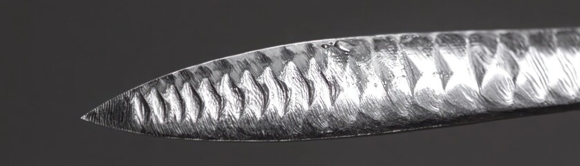 Poster - Detailed closeup depicts the tip of a textured metal blade