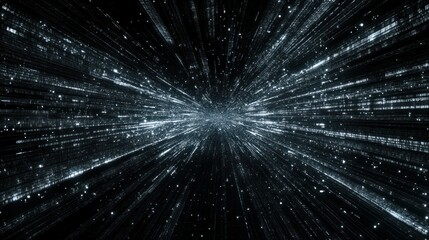 Poster - A digital abstract depiction of shining lines in dark space