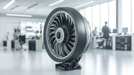 Poster - A Large Mechanical Turbine Component Displayed In Office Space