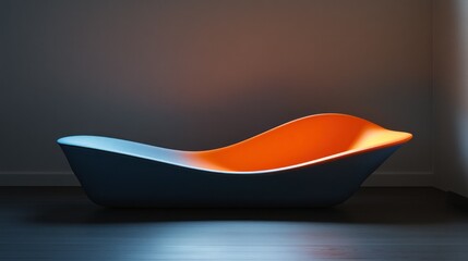 Poster - A unique modern bathtub with blue and orange interior