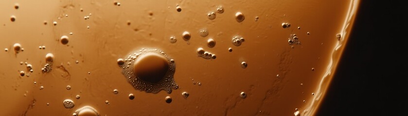 Poster - Liquid surface featuring many bubbles on an amber brown color