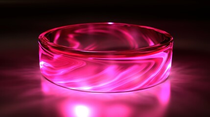 Poster - A glowing pink glass cylinder reflects light in a beautiful way