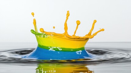 Aufkleber - A colorful water splash creating a layered crown shape in water