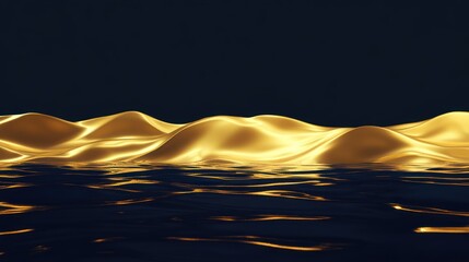 Aufkleber - Golden forms and dark liquid form a beautiful abstract landscape