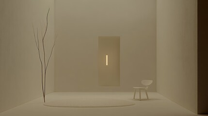 Poster - Minimalist interior space showcasing natural elements and modern design elements