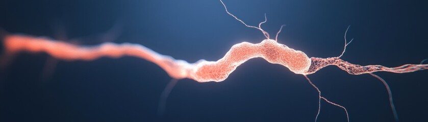 Poster - Illustration shows a detailed scientific representation of a neuron cell