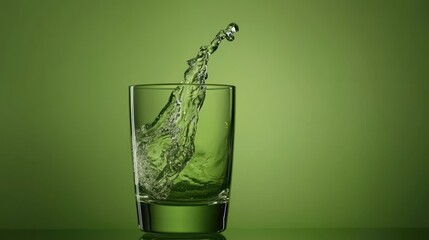 Poster - A clear glass contains water with a dynamic splash formation