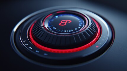 Poster - A close up view of a futuristic control panel dial