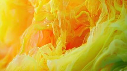 Poster - Abstract image features flowing layers of yellow and orange hues