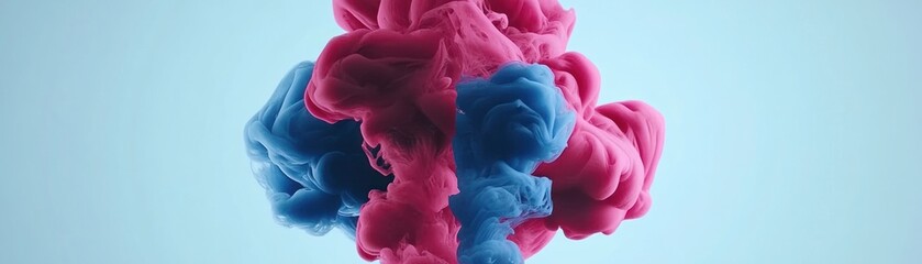 Poster - Swirling clouds of blue and pink ink blend together seamlessly