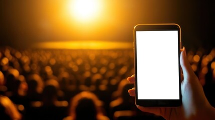 Aufkleber - A person holding a blank smartphone screen in an audience