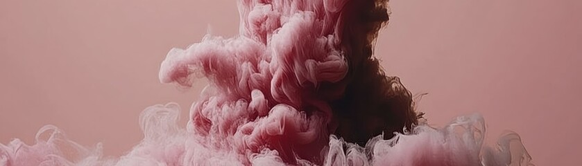 Poster - Pink and dark smoke billowing against a light pink background