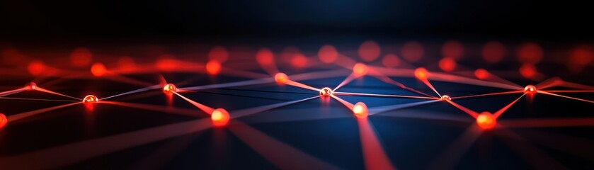 Poster - An abstract image of a glowing red connected network