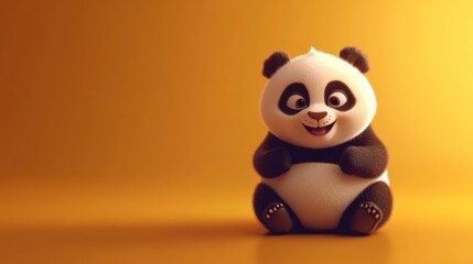 Poster - A Cute Cartoon Panda Sitting With a Happy Expression