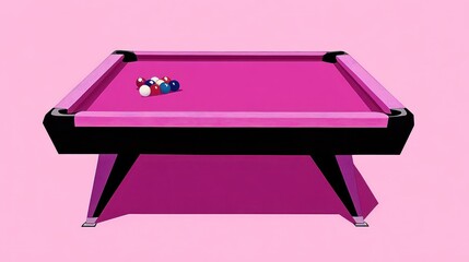 Poster - A magenta pool table with colorful billiard balls resting