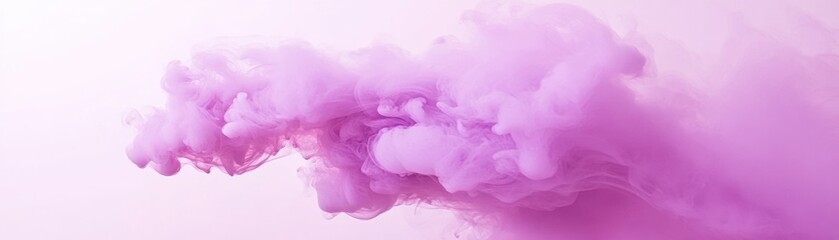 Poster - Abstract swirl of purple colored smoke floating against a white backdrop