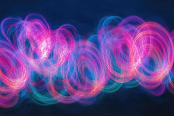 Wall Mural - vibrant, swirling neon circles on dark background