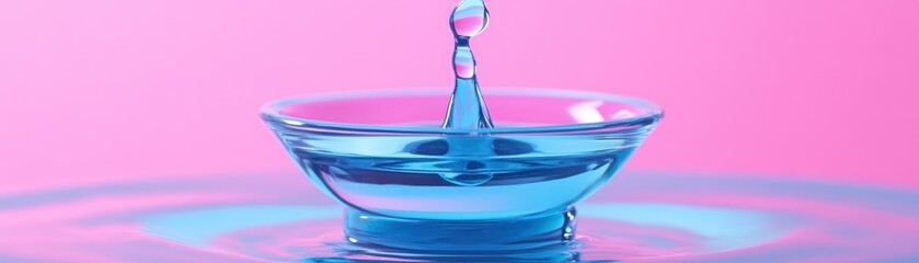 Poster - A water droplet falling into a small glass bowl of water
