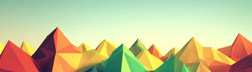 Poster - Colorful geometric mountains form a beautiful landscape scene below a sky