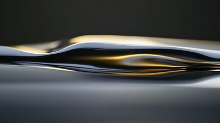 Poster - Abstract composition with curves exhibiting reflective and metallic surfaces