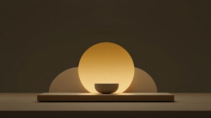 Poster - A minimalist composition showing a presentation stage with objects