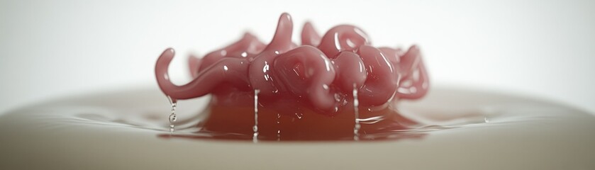 Poster - Pink liquid splash erupts from a light colored pool of fluid