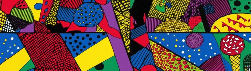 Aufkleber - A colorful abstract composition with various geometric shaped elements