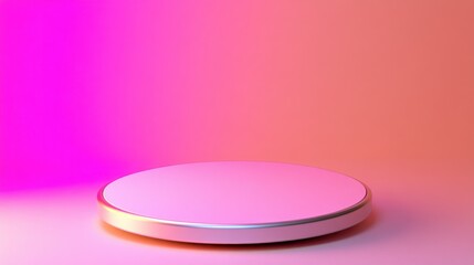 Poster - A simple pink podium with gradient colored lighting background