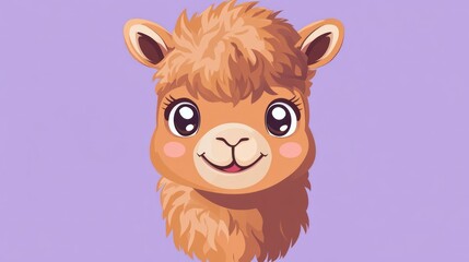 Poster - The Smiling Head Of A Brown Llama With Large Eyes
