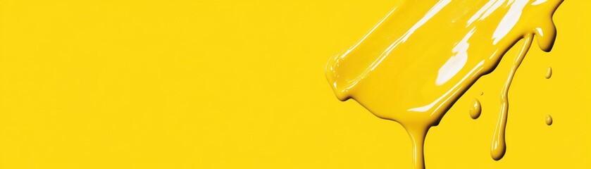 Poster - Yellow paint dripping downwards from the top against a yellow backdrop