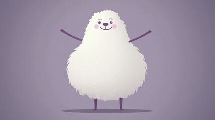 Poster - An adorable cartoon fluffy creature is standing with its arms out