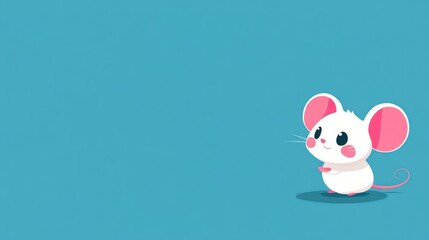 Poster - An adorable cartoon mouse character with cute large pink ears