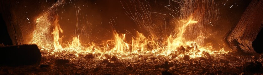 Poster - A vibrant and intense image of a roaring burning fire