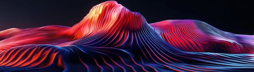 Poster - Abstract three dimensional undulating waves with vibrant color gradients