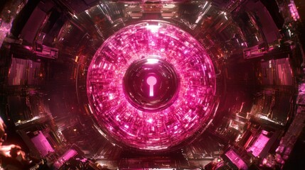 Poster - Abstract futuristic design with a glowing pink circular core